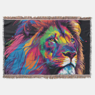 Manta Polar Abstract Digital Lion Head Throw Blanket