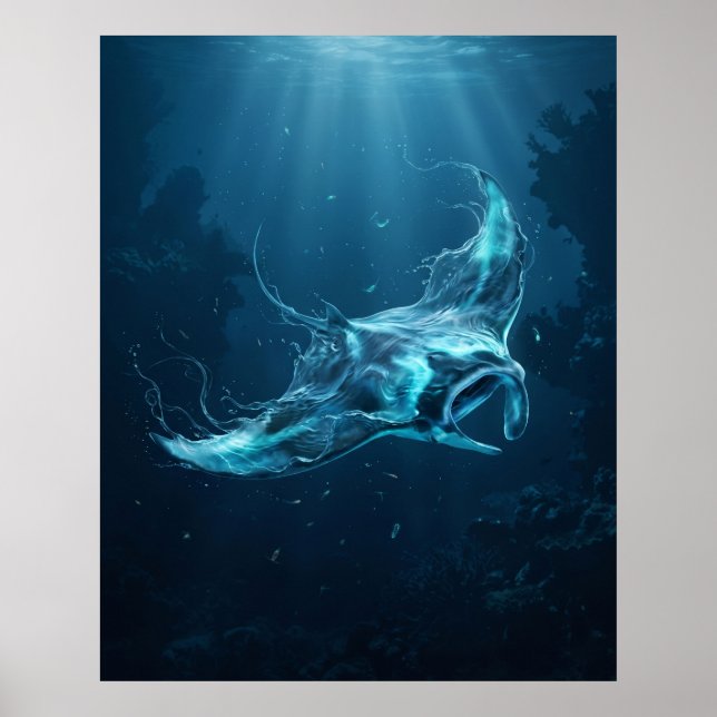 Manta Ray Deep Blue Abyss Poster (Front)