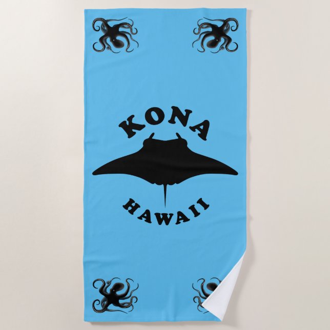 Manta Ray Diving in Kona, Hawaii Beach Towel (Front)