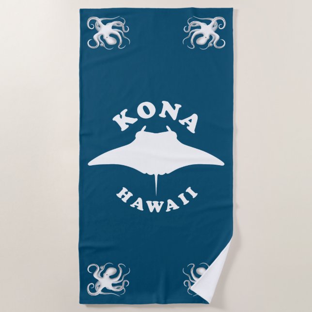 Manta Ray Diving in Kona, Hawaii Beach Towel (Front)