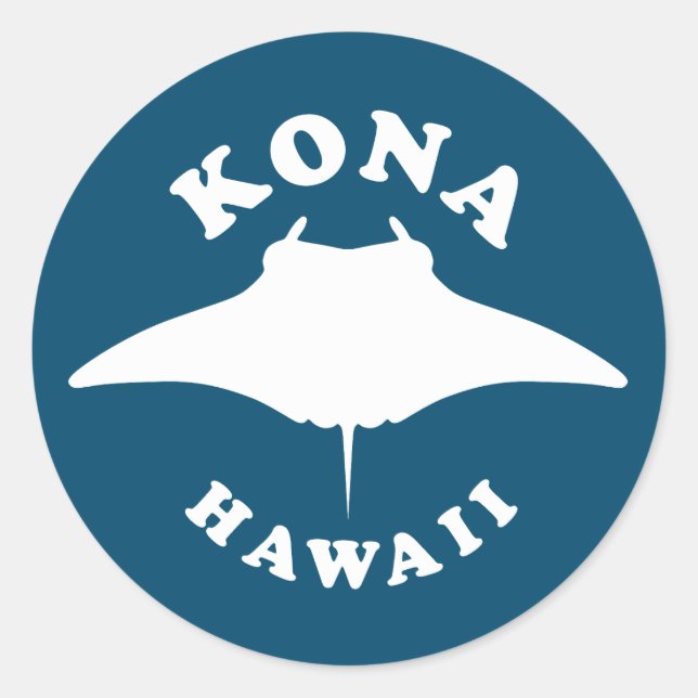 Manta Ray Diving in Kona, Hawaii Classic Round Sticker (Front)