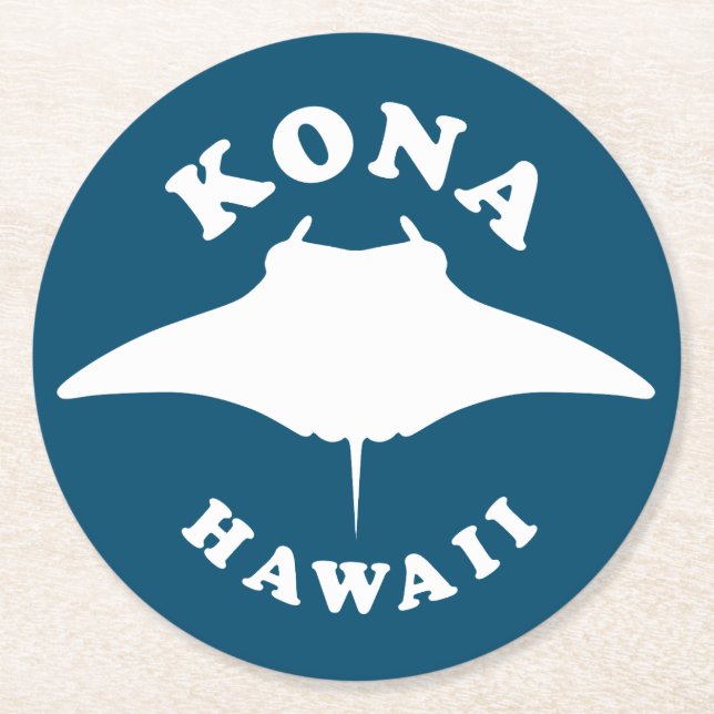 Manta Ray Diving in Kona, Hawaii Round Paper Coaster (Front)