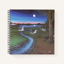 Manta ray flying through landscape Spiral Notebook