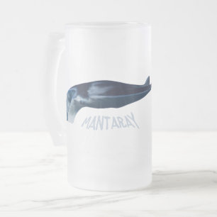 Manta Ray Frosted Glass Beer Mug