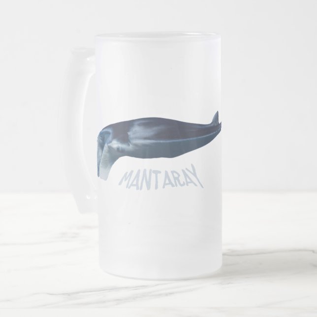 Manta Ray Frosted Glass Beer Mug (Front Left)