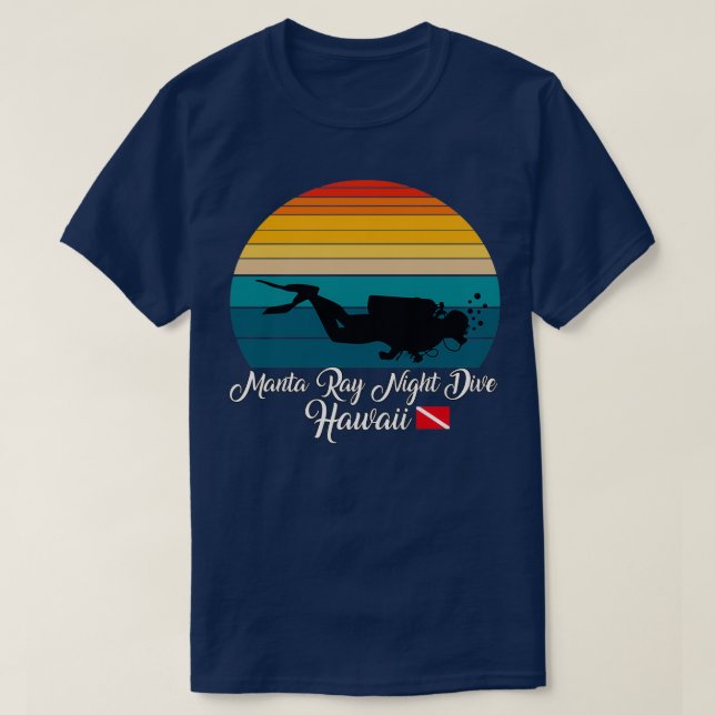 Manta Ray Night Dive Hawaii Diving T-Shirt (Design Front)