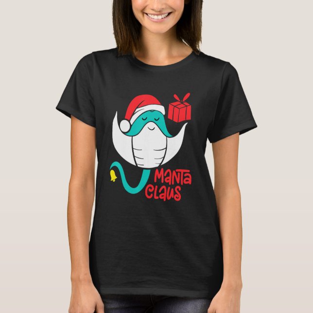 Manta Ray Santa Christmas Beach Manta Claus T-Shirt (Front)