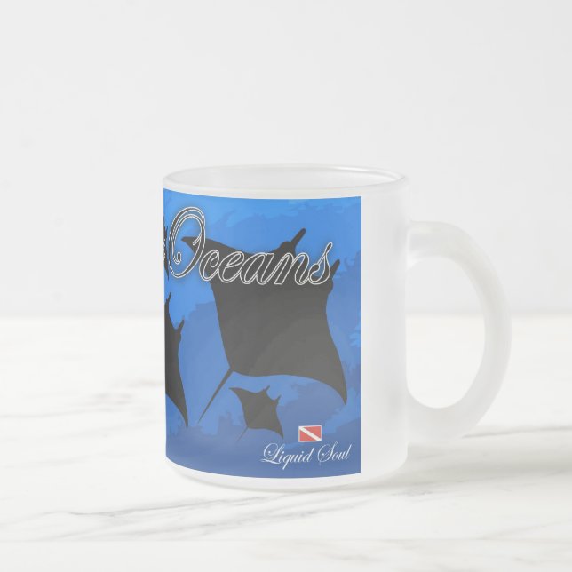 Manta Ray - Save Our Oceans Frosted Glass Coffee Mug (Right)
