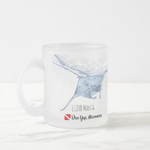 Manta ray silhouette frosted glass coffee mug