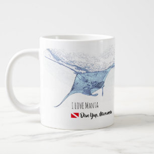 Manta ray silhouette frosted glass coffee mug