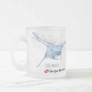 Manta ray silhouette frosted glass coffee mug