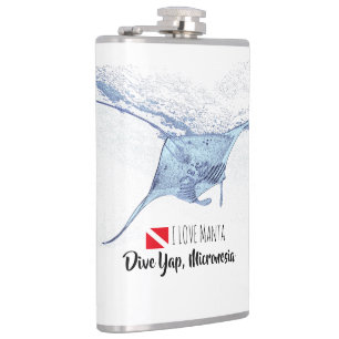 Manta ray silhouette frosted glass coffee mug hip flask