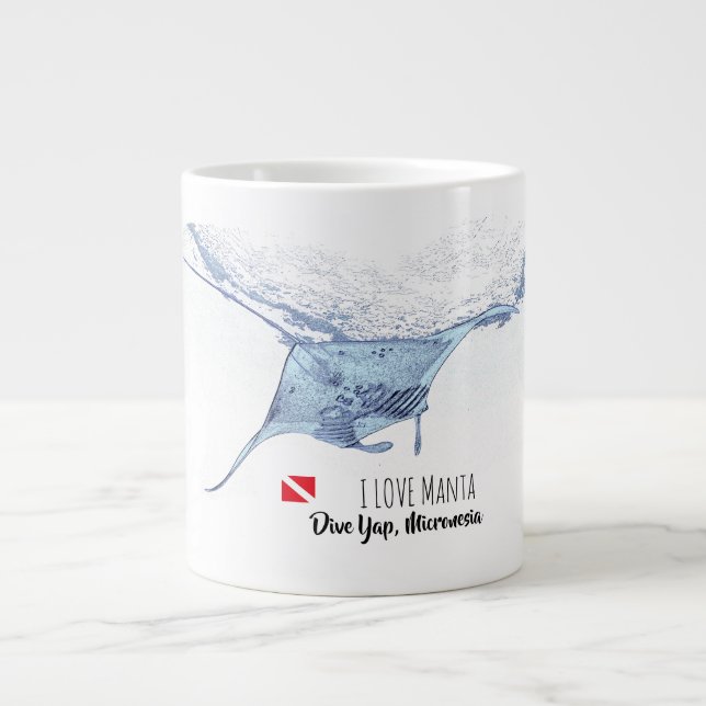 Manta ray silhouette large coffee mug (Front)