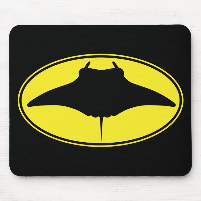 Manta Ray Silhouette Logo Mouse Mat (Front)