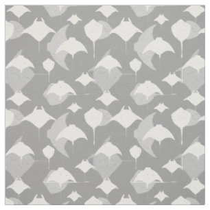 Manta Ray Stingray Grey White Pattern Fabric