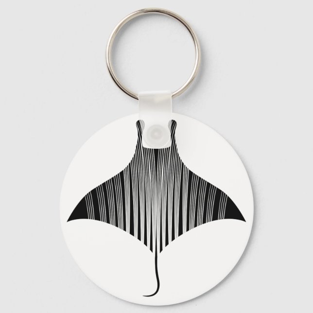 Manta Ray Tattoo Art Key Ring (Front)