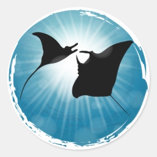 Manta Ray Underwater Aquatic Life Classic Round Sticker