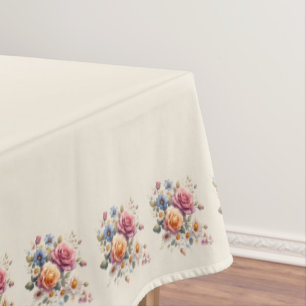 Mantel Beige Flores to Celebrate Tablecloth
