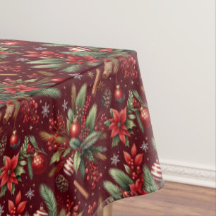 Mantel Navideño Christmas Flowers Tablecloth