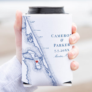 Manteo NC Outer Banks Map Elegant Wedding Favour Can Cooler