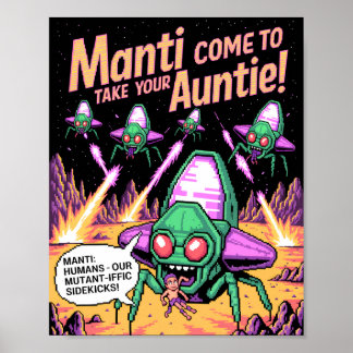  Manti Aliens Abduction Party! Defender Arcade '81 Poster