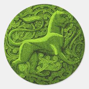 manticore in green classic round sticker
