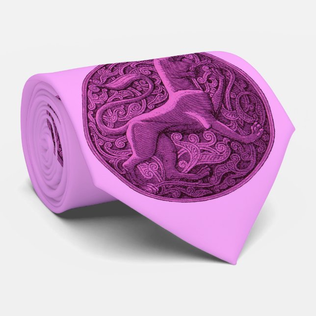 manticore in purple print  tie (Rolled)