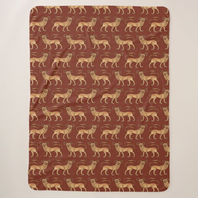 Manticore on Dark Brick Red Sherpa Blanket (Front)