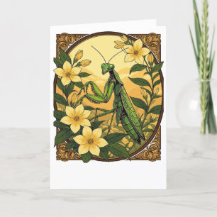 Mantis And Yellow Jasmine Flowers Holiday Card