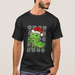 Mantis Christmas Lights Reindeer Santa Hat Mantis  T-Shirt