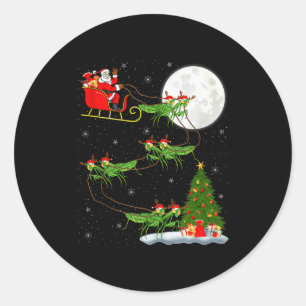 Mantis Insect Santa Sleigh Flying Funny Magical Ch Classic Round Sticker