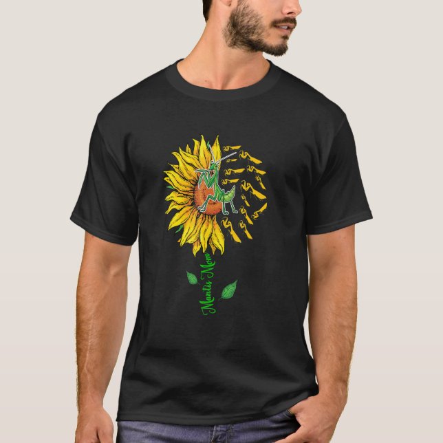 Mantis Mum Cute Sunflower Mantiss Insect Lover Mot T-Shirt (Front)