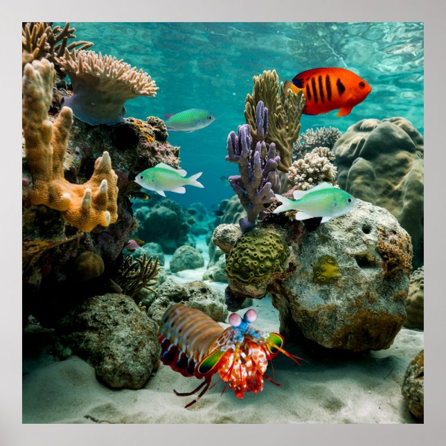 Mantis Shrimp Angelfish Saltwater Reef Fish Poster (Front)