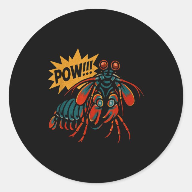 Mantis Shrimp W Punch Funny Ocean Animal  Classic Round Sticker (Front)