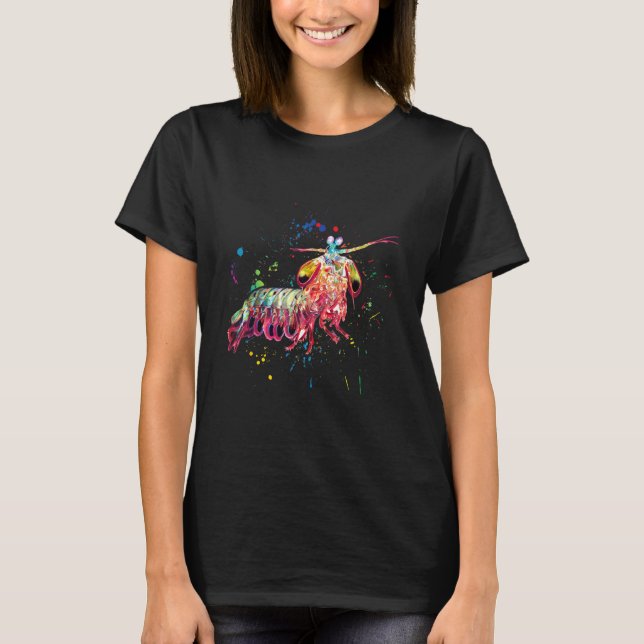 Mantis Shrimp Watercolor Fish Salt Water Aquarium T-Shirt (Front)