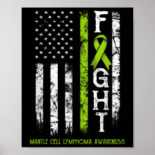 Mantle Cell Lymphoma Warrior Us Flag  Poster
