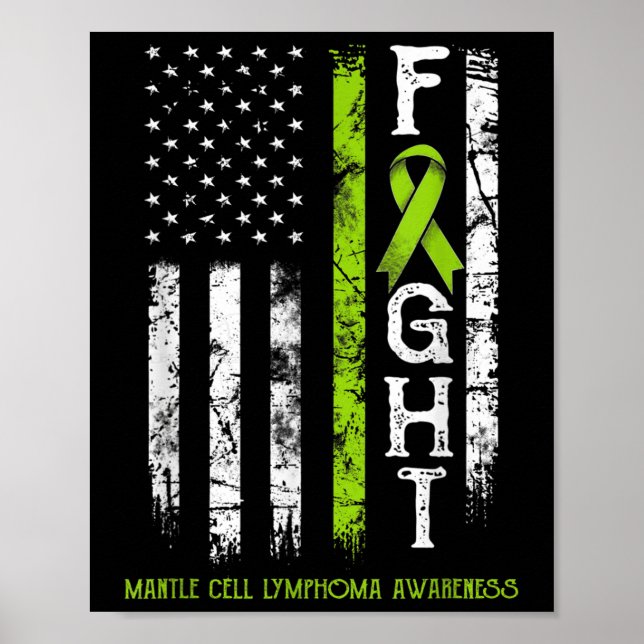 Mantle Cell Lymphoma Warrior Us Flag  Poster (Front)