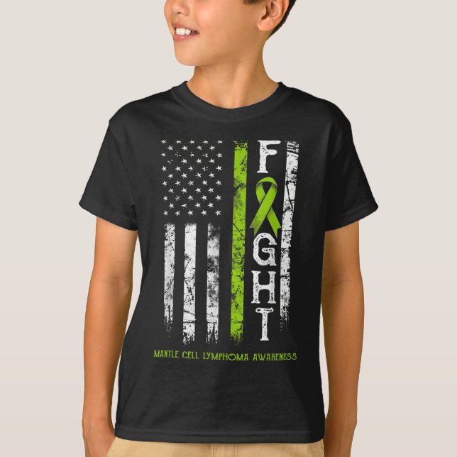 Mantle Cell Lymphoma Warrior Us Flag  T-Shirt (Front)