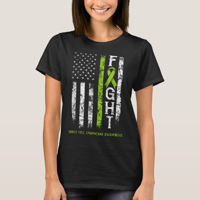 Mantle Cell Lymphoma Warrior Us Flag  T-Shirt (Front)