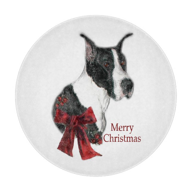 Mantle Great Dane Christmas Cutting Board (Front)