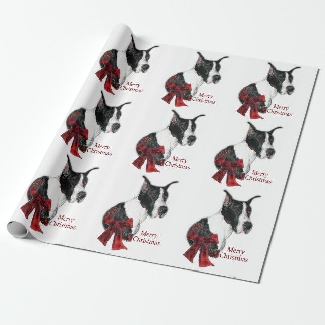 Mantle Great Dane Christmas Wrapping Paper (Unrolled)