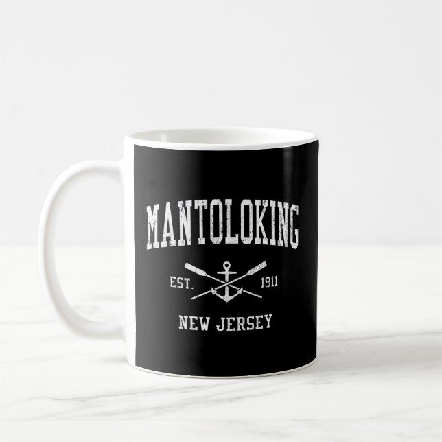 Mantoloking Nj Crossed Oars Boat Anchor Sports Coffee Mug (Left)
