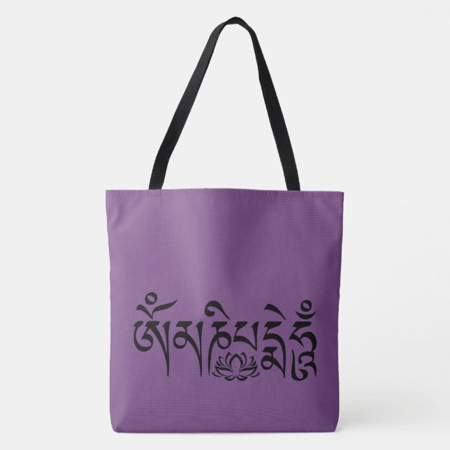 Mantra Black Script Tote Bag (Front)