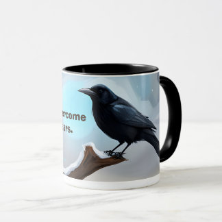 Mantra for courage and safety artistic crow mug