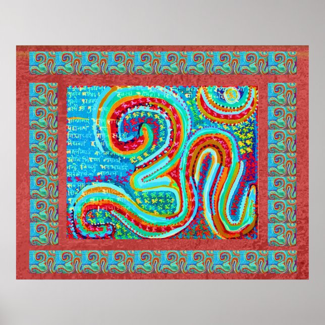 MANTRA:  Om 108 times Holy Red Background Poster (Front)