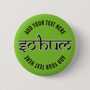 Mantra SO HUM - flat black & white contour 6 Cm Round Badge