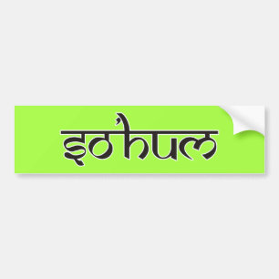 Mantra SO HUM - flat black & white contour Bumper Sticker