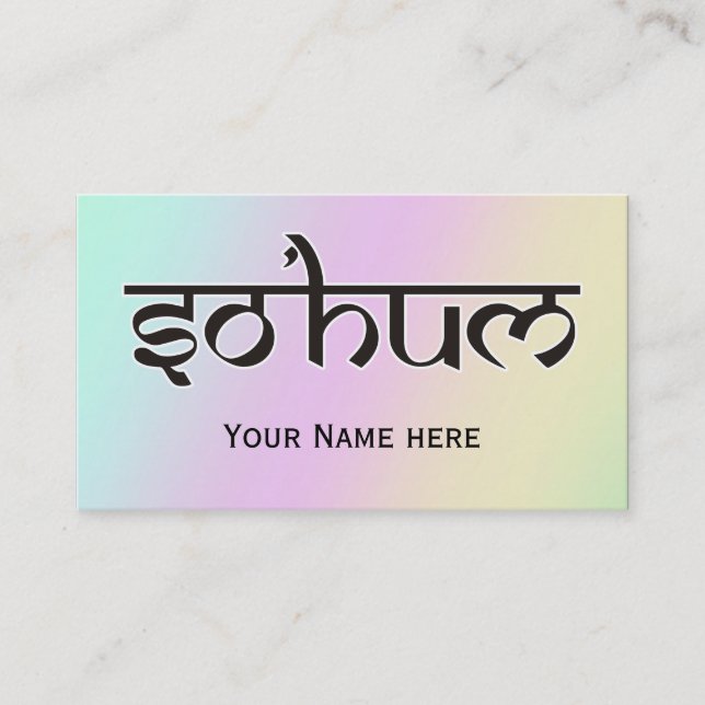 Mantra SO HUM - flat black & white contour Business Card (Front)