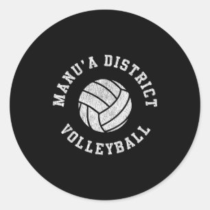 Manua District Volleyball Retro Distressed Team Vb Classic Round Sticker