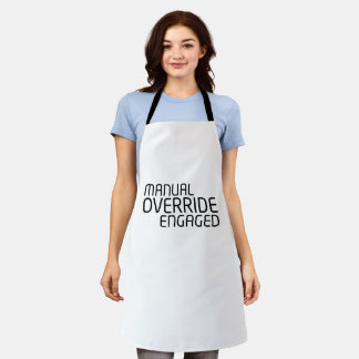 Manual Override Engaged Minimalist Typography Apron